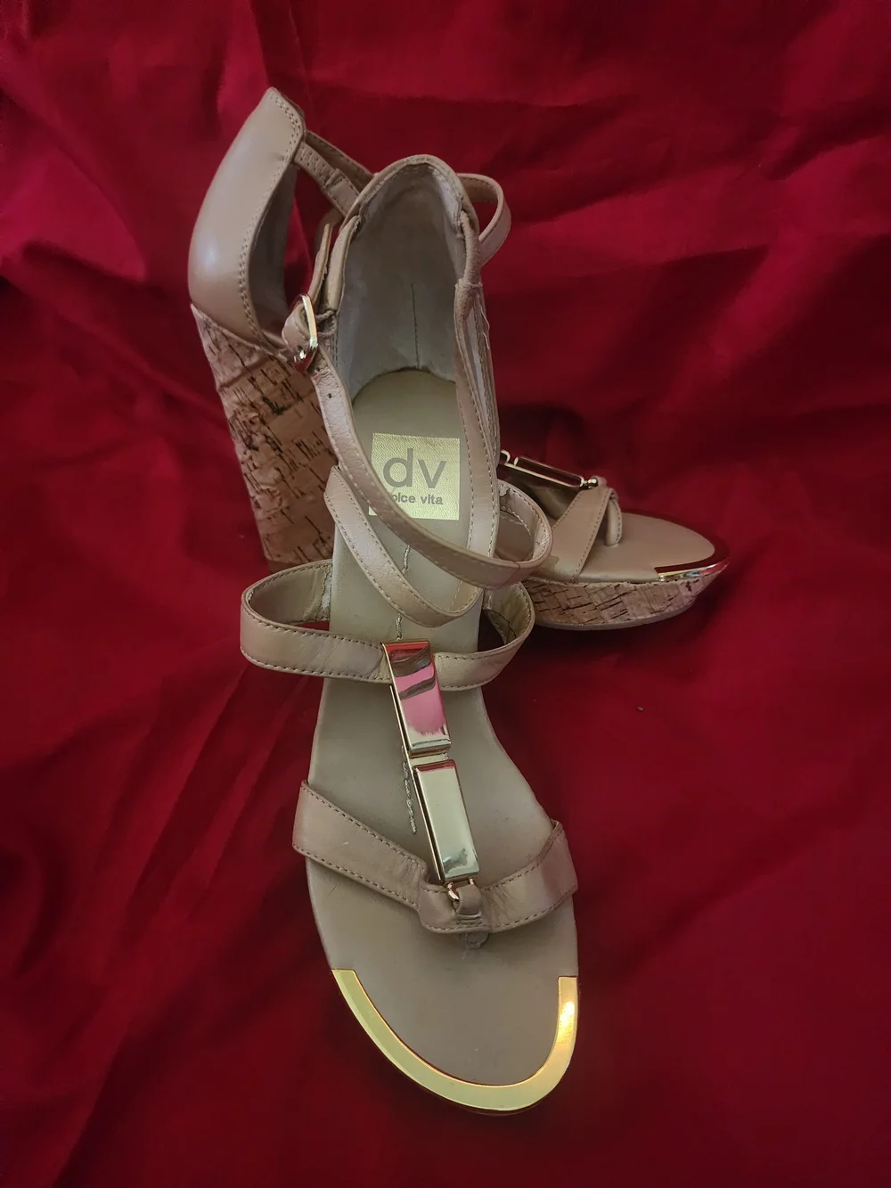 DV Dolce Vita Beige Cork Wedge Sandals - Women